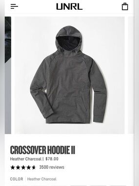 UNRL Crossover Hoodie II - Heather Charcoal Men’s size M